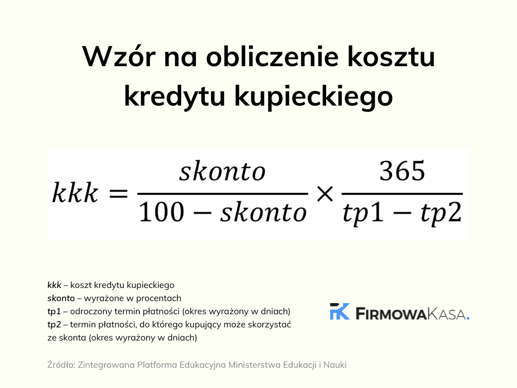 Wzór na obliczenie kosztu kredytu kupieckiego