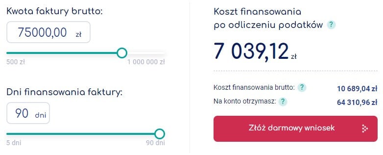 Koszt finansowania faktury w Faktoringu Online SMEO