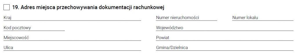 Adres przechowywania dokumentów w CEIDG-1