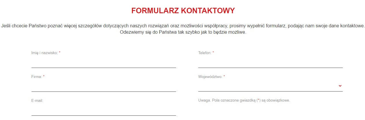 Formularz kontaktowy Pekao Faktoring