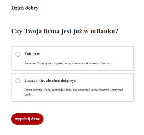 Wniosek o kredyt dla nowej firmy w mBanku