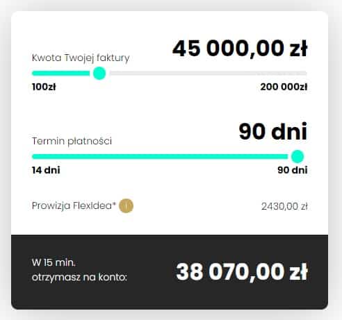 Kalkulator zaliczki faktoringowej Flexidea