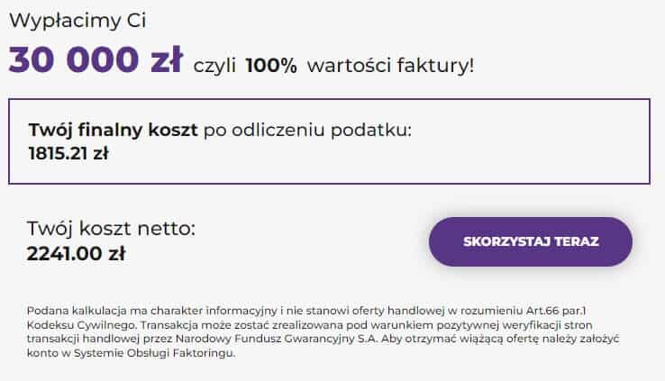 Koszt faktoringu sprzedażowego w NFG